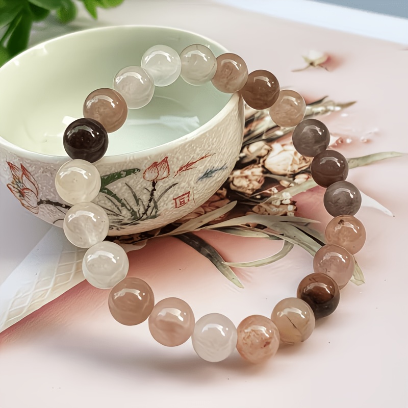 8mm Raw Stone Bracelet, Elegant Minimalist Beaded Accessory